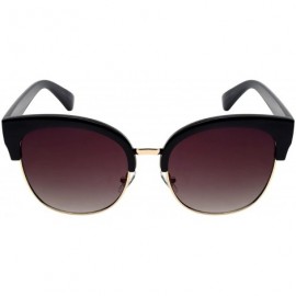 Rimless Horned Rim Half Frame Sunglasses w/Flat Gradient Lens 32172TT-FLAP - Black - CD12K7JU6O5 $9.46
