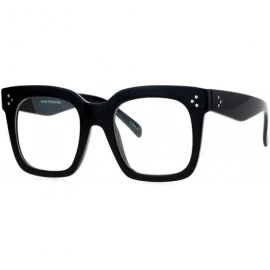 Wayfarer Oversize Thick Plastic Nerd Rectangular Horn Rim Horned Clear Lens Glasses - Shinny Black - CT12H5HA9BV $10.91