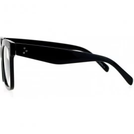 Wayfarer Oversize Thick Plastic Nerd Rectangular Horn Rim Horned Clear Lens Glasses - Shinny Black - CT12H5HA9BV $10.91