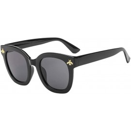 Square Women Man Vintage Bees Sunglasses Retro Big Frame Eyewear Fashion - Multicolor a - C618ECLRSIO $9.61