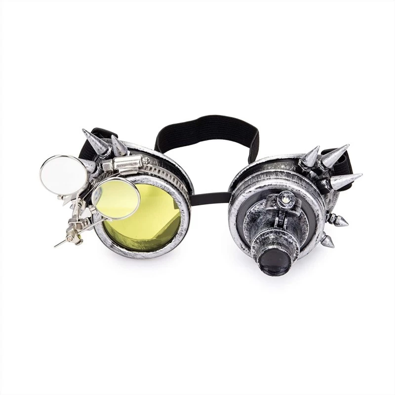 Goggle Kaleidoscope Glasses Double Ocular Loupe Cosplay Steampunk Goggles - Old Silver - CA18SNKHZQ4 $17.82