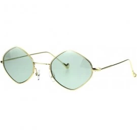 Rectangular Mens Vintage Style Diamond Metal Wire Rim Snug Sunglasses - Gold Green - C2185OSAU47 $18.68