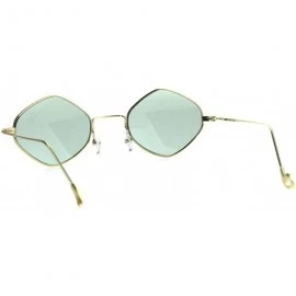 Rectangular Mens Vintage Style Diamond Metal Wire Rim Snug Sunglasses - Gold Green - C2185OSAU47 $8.60