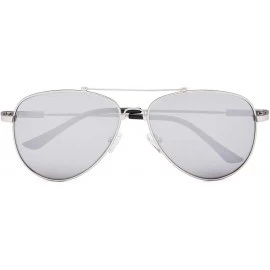 Rectangular Bifocal Sunglasses - Polit Style Reading Sunglass with Memory Bridge and Arm - Silver Frame Silver Mirror - CH18E...