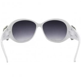 Wayfarer Wayfarer Tooled Sunglasses For Women Rhinestone Western UV 400 Protection Shades With Bling - White - CM199I8NOWO $1...