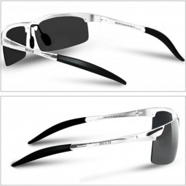 Aviator Mens Sports Polarized Sunglasses UV Protection Sunglasses for Men 8177s - Silver Frame Gray Lens - CU11TNSOO5J $19.68