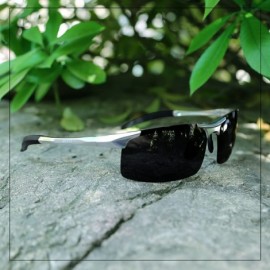 Aviator Mens Sports Polarized Sunglasses UV Protection Sunglasses for Men 8177s - Silver Frame Gray Lens - CU11TNSOO5J $19.68