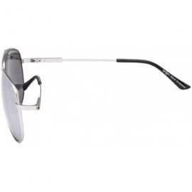 Rectangular Bifocal Sunglasses - Polit Style Reading Sunglass with Memory Bridge and Arm - Silver Frame Silver Mirror - CH18E...