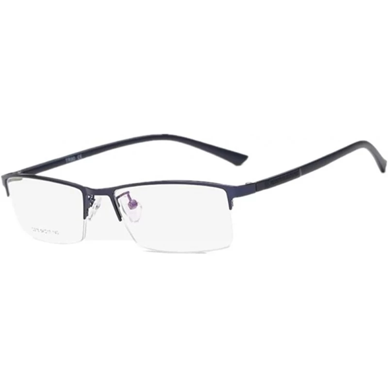Rimless Mens Half rim Commercial Optical Myopia Frame Suit Prescription Eyewear - Blue - CW182ETRLQ5 $12.63