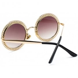 Rimless Women Round Rhinestone Sunglasses Metal Frame Polycarbonate lens - Gold Brown - CW18EOD28Q8 $9.71