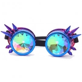Aviator Kaleidoscope Steampunk Rave Glasses Goggles with Rainbow Crystal Glass Lens - Blue-purple Spike - C618GLU6I4N $13.70