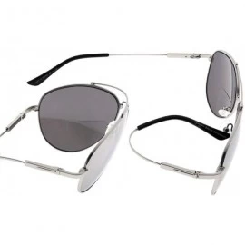 Rectangular Bifocal Sunglasses - Polit Style Reading Sunglass with Memory Bridge and Arm - Silver Frame Silver Mirror - CH18E...