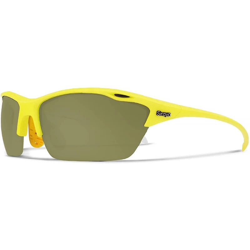 Sport Alpha Yellow White Tennis Sunglasses with ZEISS P310 Green Tri-flection Lenses - CP18KLA4I3Q $17.94