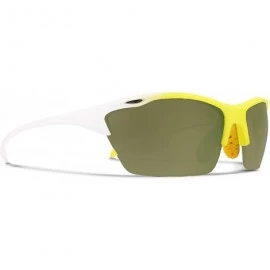 Sport Alpha Yellow White Tennis Sunglasses with ZEISS P310 Green Tri-flection Lenses - CP18KLA4I3Q $17.94