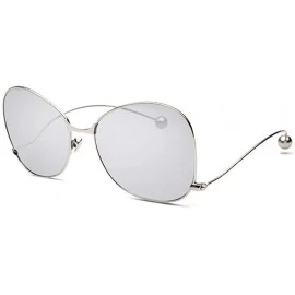 Aviator Round Sunglasses for Women Metal Aviator Glasses Nonpolarized UV Protection MLS8807 - Silver - CP18TUG390U $7.70