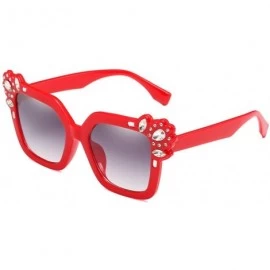 Cat Eye Women's Classic Designer Style Rhinestone Decorated UV400 Protected Retro Unisex Cat Eye Sunglasses - Red - CY1966QE2...
