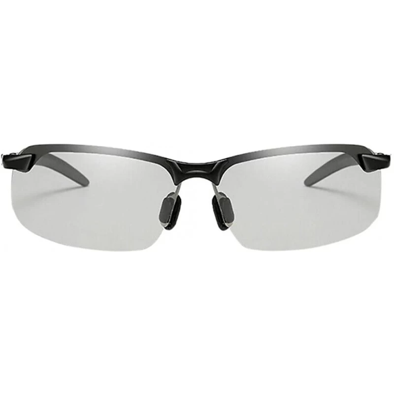 Rimless UV Protection Sunglasses for Women Men Semi-rimless frame Rectangle Acrylic Lens Metal Frame Sunglass - Black - C3190...