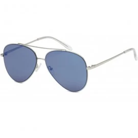 Aviator Unisex Aviator Sunglasses Mirrored CR39 Lens Metal Frame-Silver Frame/Dark Blue Lens - CJ180OZL3ZN $26.07
