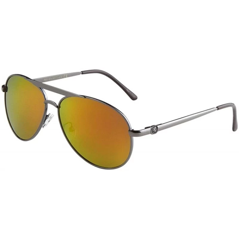 Semi-rimless Polarized Color Mirror Modern Round Aviator Sunglasses - Yellow - C8199D39XUO $26.55