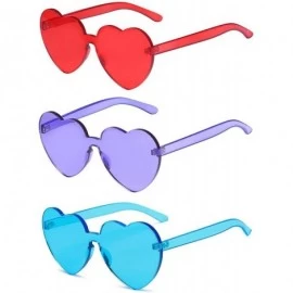 Square Fashion Rimless One Piece Clear Lens Color Candy Sunglasses - 3 Pack Heart- Combination - C718M5TOLCX $24.81