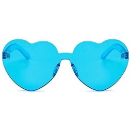 Square Fashion Rimless One Piece Clear Lens Color Candy Sunglasses - 3 Pack Heart- Combination - C718M5TOLCX $12.73