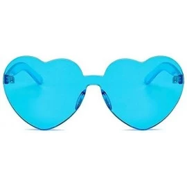 Square Fashion Rimless One Piece Clear Lens Color Candy Sunglasses - 3 Pack Heart- Combination - C718M5TOLCX $12.73