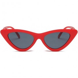 Cat Eye Women Retro Vintage High Pointed UV Protection Cat Eye Fashion Sunglasses - Smoke/Red - CQ18IZKTAMW $9.33