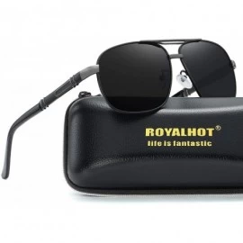Sport Men Aviator Sunglasses Polarized 2 Beams UV 400 Protection with case 60MM Classic Vintage Retro 90082 - Grey - CS18X7KT...