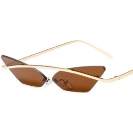 Sport Small Frame Personality Triangle Cat Eye Sunglasses Metal Beam Frameless Men and Women Sun Mirror - 2 - CC190RCNUI5 $37.76