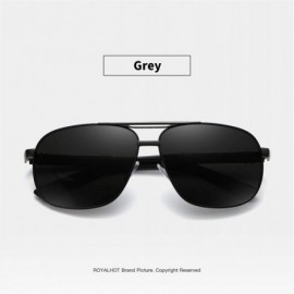 Sport Men Aviator Sunglasses Polarized 2 Beams UV 400 Protection with case 60MM Classic Vintage Retro 90082 - Grey - CS18X7KT...