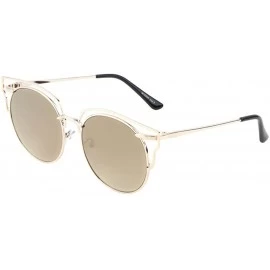 Aviator Glamour Wireframe Round Sunglasses with Outline Design Trending Fashion Eyewear - Gold - C317YGNQIO5 $9.88