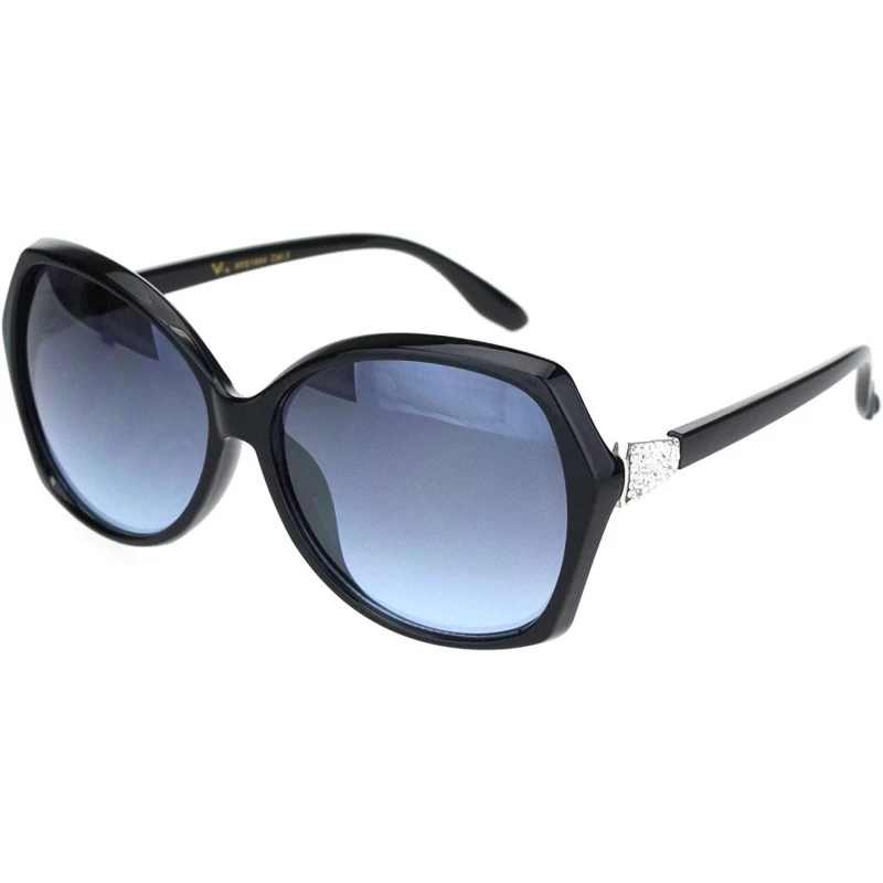 Butterfly Womens Celebrity Cluster Rhinestone Hinge Butterfly Plastic Sunglasses - Black Silver Blue - CI18OQW3C4W $9.71