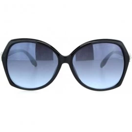 Butterfly Womens Celebrity Cluster Rhinestone Hinge Butterfly Plastic Sunglasses - Black Silver Blue - CI18OQW3C4W $9.71