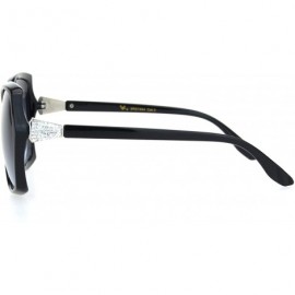 Butterfly Womens Celebrity Cluster Rhinestone Hinge Butterfly Plastic Sunglasses - Black Silver Blue - CI18OQW3C4W $9.71