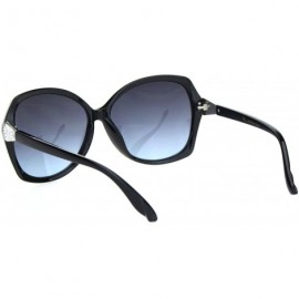 Butterfly Womens Celebrity Cluster Rhinestone Hinge Butterfly Plastic Sunglasses - Black Silver Blue - CI18OQW3C4W $9.71