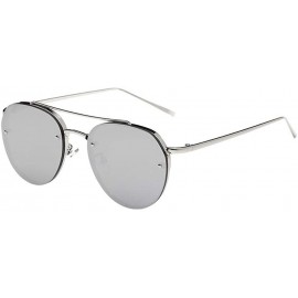 Semi-rimless Fashion Circular Sunglasses Street Fashion Metal Frame Women Sunglasses - E - C018S5ZE6CH $17.43