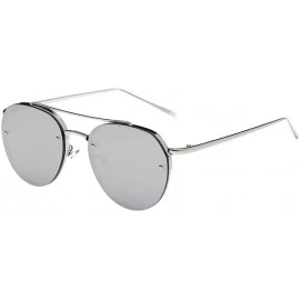 Semi-rimless Fashion Circular Sunglasses Street Fashion Metal Frame Women Sunglasses - E - C018S5ZE6CH $7.82