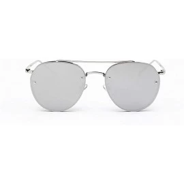 Semi-rimless Fashion Circular Sunglasses Street Fashion Metal Frame Women Sunglasses - E - C018S5ZE6CH $7.82