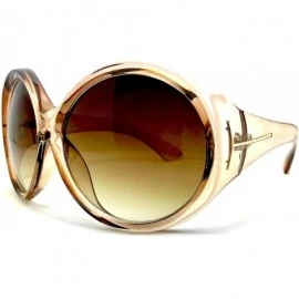Shield Oversized Ali Lady Women Sunglasses Round Large Shield Full Mask - Brown - C518GZTY2WE $8.41