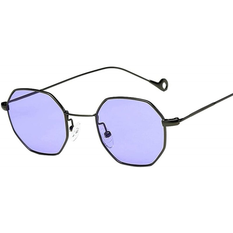 Round Womens Men Fashion Metal Irregularity Frame Glasses Brand Classic Sunglasses - Purple - CI18TS290C5 $16.20