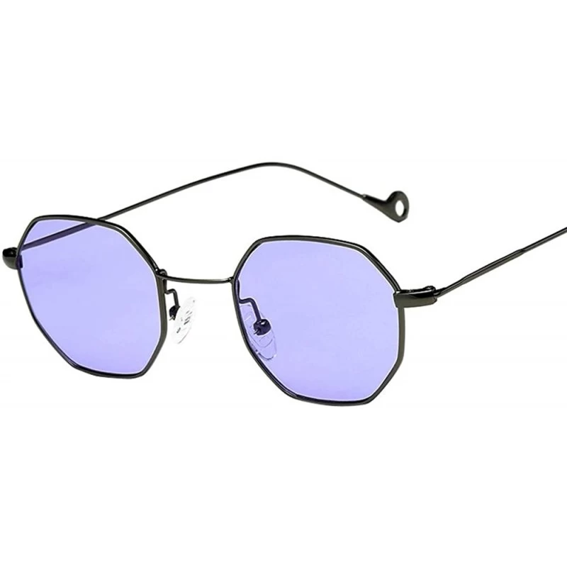 Round Womens Men Fashion Metal Irregularity Frame Glasses Brand Classic Sunglasses - Purple - CI18TS290C5 $15.19
