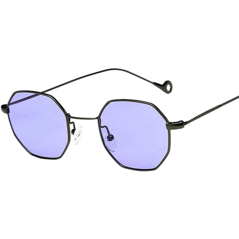 Round Womens Men Fashion Metal Irregularity Frame Glasses Brand Classic Sunglasses - Purple - CI18TS290C5 $6.68