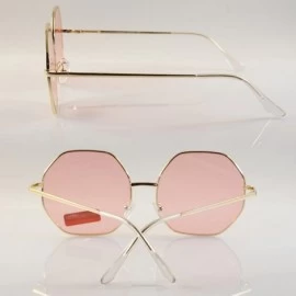Round Oversize Octagonal Pop Color Tinted Flat Lens Sunglasses Spring Hinge A193 - Pink - CS18EI6KENY $23.83