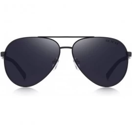 Aviator Sunglasses for Men Women Polarized uv Protection Fashion Vintage Pilot Classic Retro Mirrored Sun glasses - Black - C...