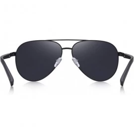 Aviator Sunglasses for Men Women Polarized uv Protection Fashion Vintage Pilot Classic Retro Mirrored Sun glasses - Black - C...