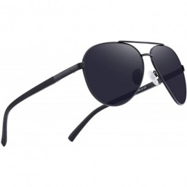 Aviator Sunglasses for Men Women Polarized uv Protection Fashion Vintage Pilot Classic Retro Mirrored Sun glasses - Black - C...