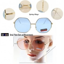 Round Oversize Octagonal Pop Color Tinted Flat Lens Sunglasses Spring Hinge A193 - Pink - CS18EI6KENY $23.83