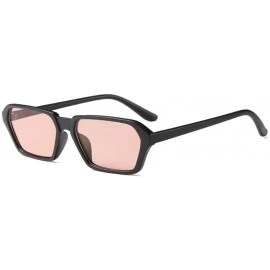 Square Vintage Rectangle Sunglasses Small Frame Women Square Fashion Eyewear - Black - CG18DULC8Q9 $11.61