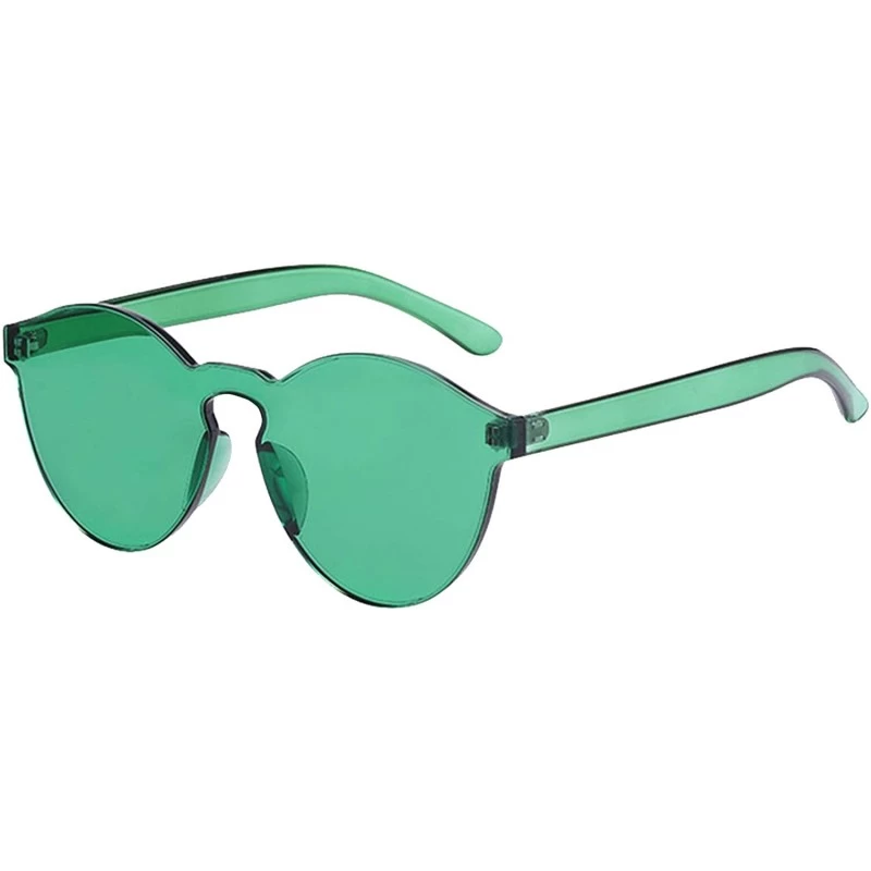 Round Rimless Tinted Sunglasses Transparent Candy Color Glasses - Green - C618Q6NEAGK $15.86