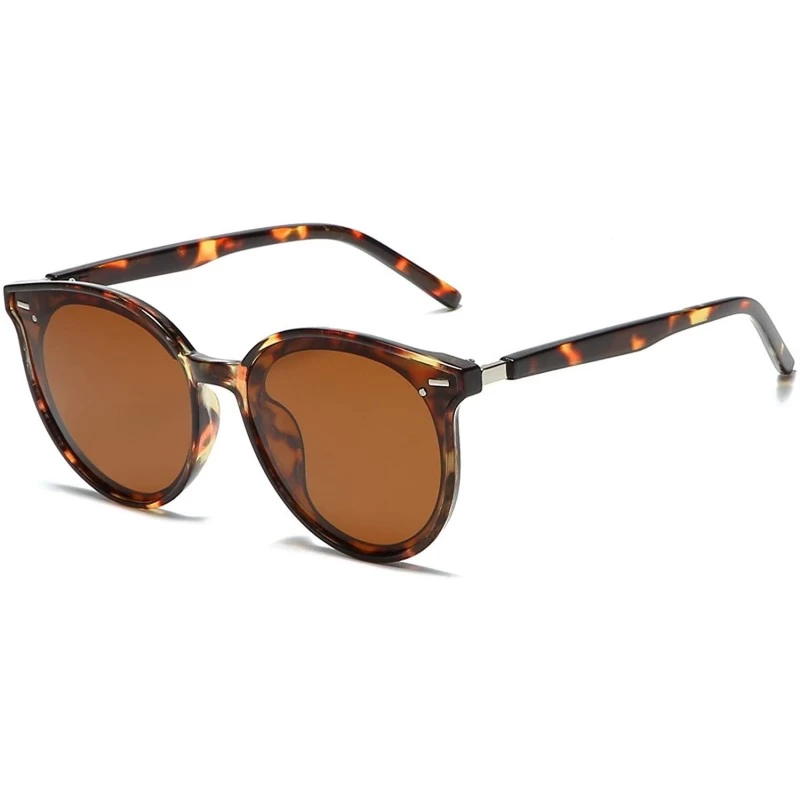 Round Classic Round Polarized Sunglasses For Women Retro Vintage UV Protection - Tortoise Frame/Brown Lens - C7197EWSDC9 $17.93